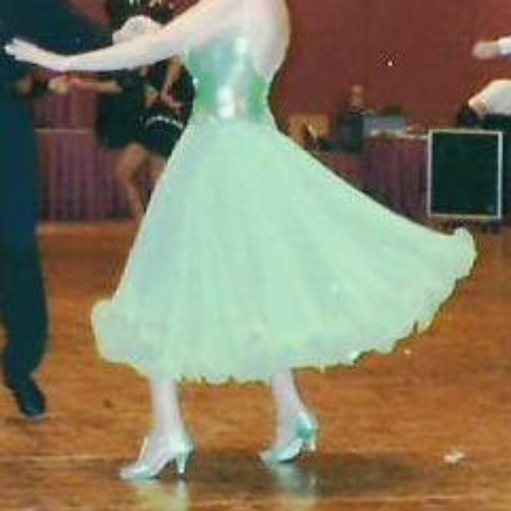 Womens Custom made Ballroom Dance dress Green and sequin
